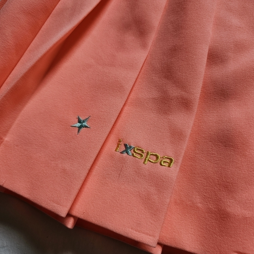 🎾 Vintage IXSPA Jamie Sadock peach neon pleated tennis mini skirt Size 4 - Picture 2 of 11
